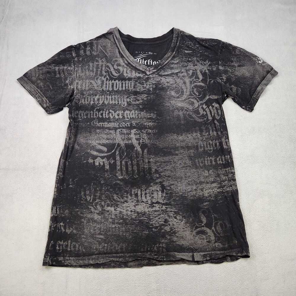 Affliction T-Shirt Men's 2XL Black Short Sleeve V-Neck Standard Series USA